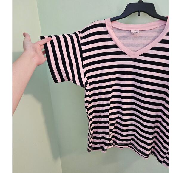 NEW VINTAGE Michael G 90s Striped Tee w/ Small Hole Defect ~ Medium Made in USA - Picture 3 of 14
